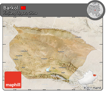 Satellite Map of Barkol, lighten