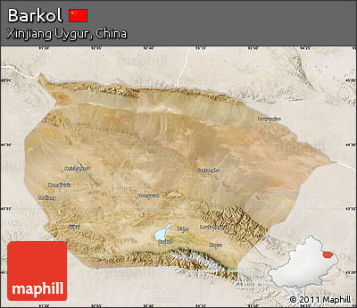 Satellite Map of Barkol, lighten