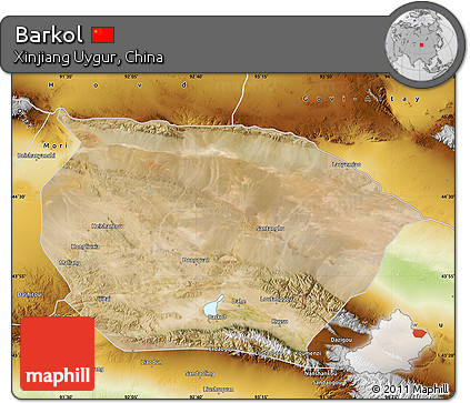Satellite Map of Barkol, physical outside