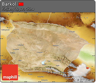 Satellite Map of Barkol, physical outside