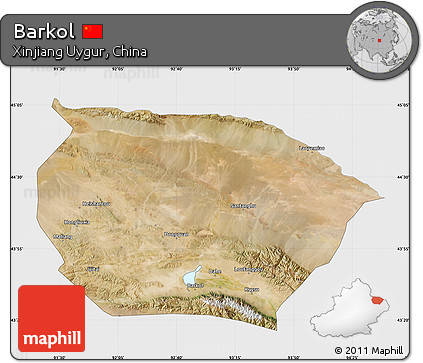 Satellite Map of Barkol, single color outside