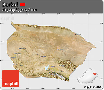 Satellite Map of Barkol, single color outside