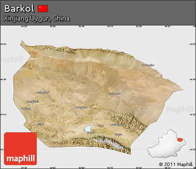 Satellite Map of Barkol, single color outside