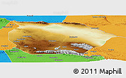 Physical Panoramic Map of Barkol, political outside