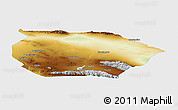 Physical Panoramic Map of Barkol, single color outside