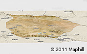 Satellite Panoramic Map of Barkol, shaded relief outside