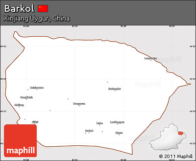 Classic Style Simple Map of Barkol, cropped outside