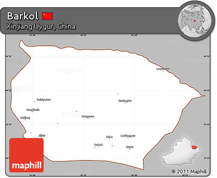 Gray Simple Map of Barkol, cropped outside