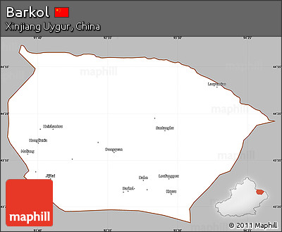 Gray Simple Map of Barkol, cropped outside