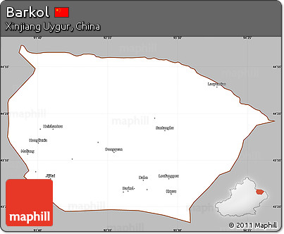Gray Simple Map of Barkol, cropped outside