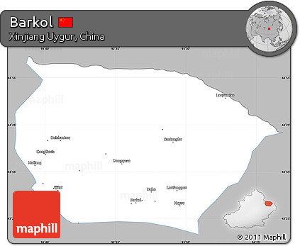 Gray Simple Map of Barkol, single color outside