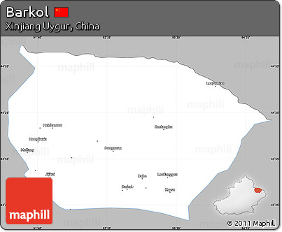 Gray Simple Map of Barkol, single color outside
