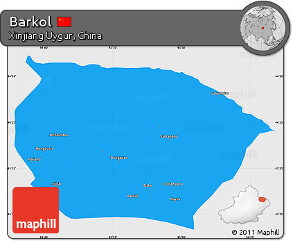 Political Simple Map of Barkol, single color outside