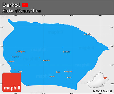 Political Simple Map of Barkol, single color outside
