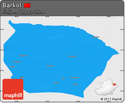 Political Simple Map of Barkol, single color outside