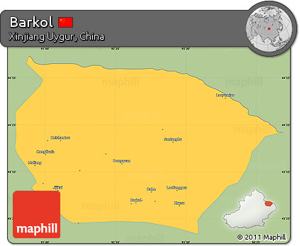 Savanna Style Simple Map of Barkol, single color outside