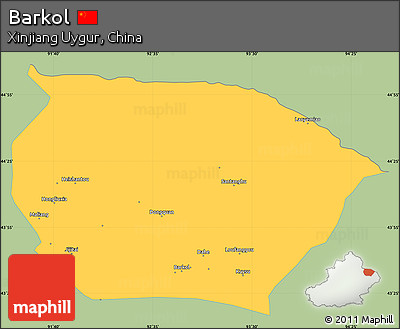 Savanna Style Simple Map of Barkol, single color outside