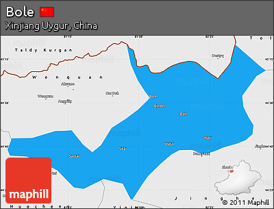 Political Simple Map of Bole, single color outside, borders and labels