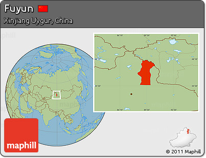 Savanna Style Location Map of Fuyun