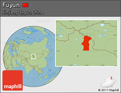 Savanna Style Location Map of Fuyun