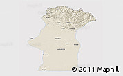 Shaded Relief Panoramic Map of Fuyun, single color outside