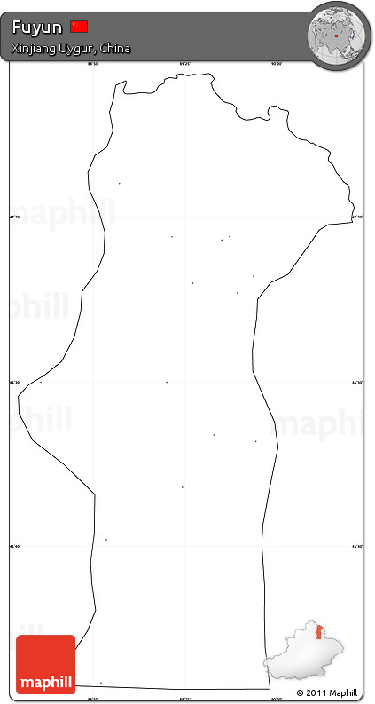 Blank Simple Map of Fuyun, cropped outside, no labels