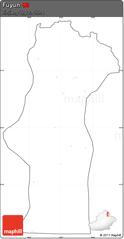 Blank Simple Map of Fuyun, cropped outside, no labels