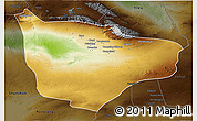 Physical 3D Map of Hami, darken