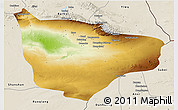 Physical 3D Map of Hami, shaded relief outside