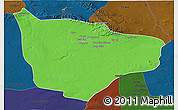 Political 3D Map of Hami, darken