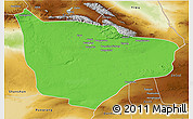Political 3D Map of Hami, physical outside