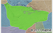 Political 3D Map of Hami, semi-desaturated