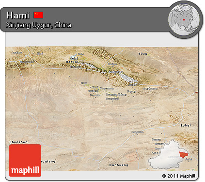 Satellite 3D Map of Hami