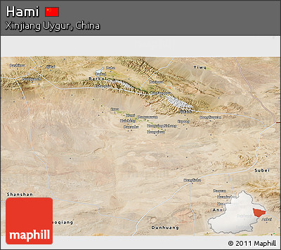 Satellite 3D Map of Hami