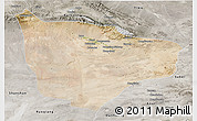 Satellite 3D Map of Hami, semi-desaturated