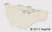 Shaded Relief 3D Map of Hami, cropped outside