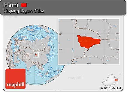 Gray Location Map of Hami