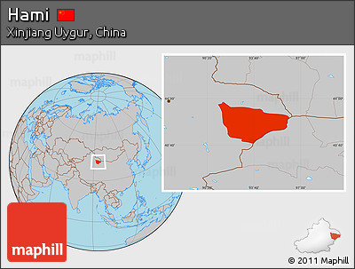 Gray Location Map of Hami