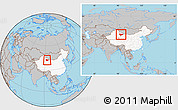 Gray Location Map of Hami, highlighted country, within the entire country
