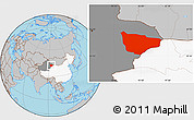 Gray Location Map of Hami, highlighted country, highlighted parent region