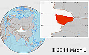 Gray Location Map of Hami, highlighted parent region