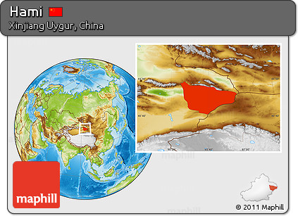 Physical Location Map of Hami