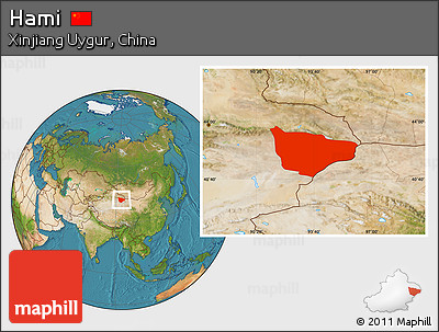 Satellite Location Map of Hami