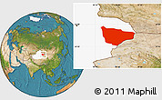 Satellite Location Map of Hami, highlighted parent region