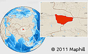 Shaded Relief Location Map of Hami