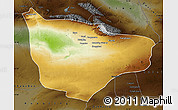 Physical Map of Hami, darken