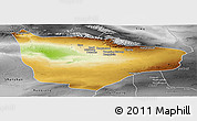 Physical Panoramic Map of Hami, desaturated