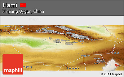 Physical Panoramic Map of Hami