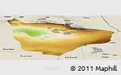 Physical Panoramic Map of Hami, shaded relief outside