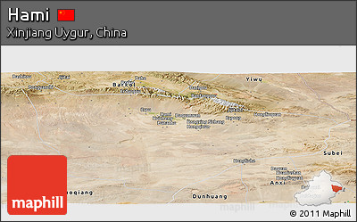 Satellite Panoramic Map of Hami